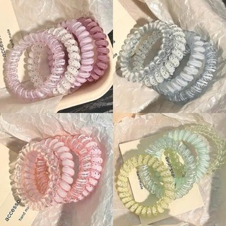 Combo 10 Dây Chun Lò Xo Ống Màu Khúc Nhũ – Dây Buộc Tóc Lò Xo Trong Suốt Co Giãn Tốt, Không Đau Tóc, Không Hằn Tóc