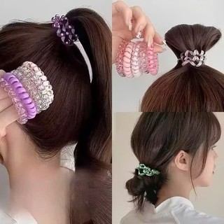 Combo 10 Dây Chun Lò Xo Ống Màu Khúc Nhũ – Dây Buộc Tóc Lò Xo Trong Suốt Co Giãn Tốt, Không Đau Tóc, Không Hằn Tóc