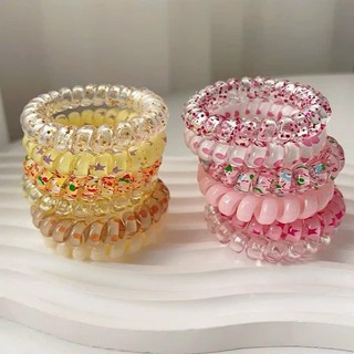 Combo 10 Dây Chun Lò Xo Ống Màu Khúc Nhũ – Dây Buộc Tóc Lò Xo Trong Suốt Co Giãn Tốt, Không Đau Tóc, Không Hằn Tóc
