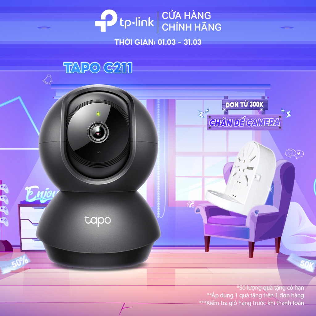Camera Wifi Trong Nhà TP-Link Tapo C211 Độ Phân Giải 3MP 2K UHD Quay/Quét 360°