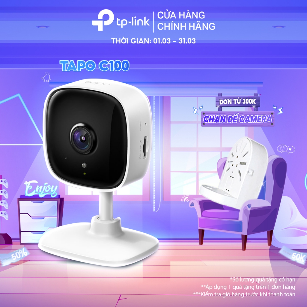 [1080p Full HD] Camera WiFi Trong Nhà TP-Link Tapo C100 (1080p) / C110 (3MP) | Nhìn Đêm | Phát Hiện 