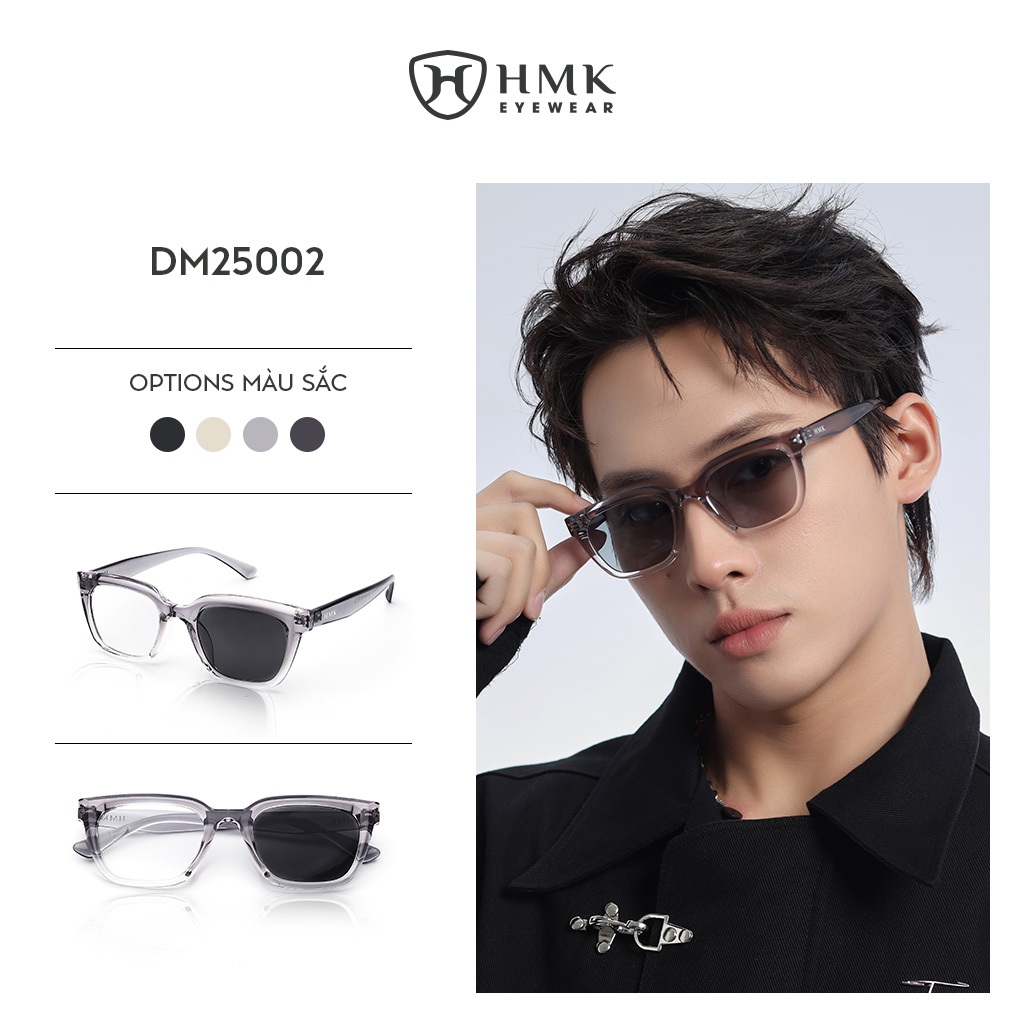 Mắt Kính Đổi Màu HMK Eyewear Dáng Vuông Chống Tia UV 0 Độ Thời Trang Nam Nữ - DM25002