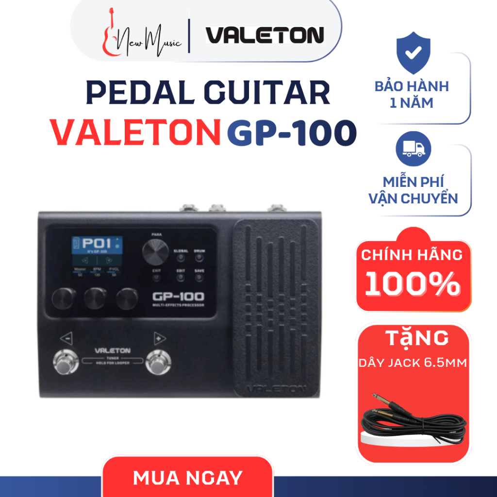 Phơ Pedal Guitar Valeton GP100 Multi-Effects Chính Hãng Tặng kèm Tiếng Đi Show | NewMusic