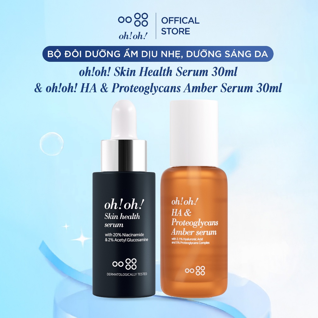 Bộ đôi phục hồi sức khỏe & cấp ẩm đa tầng ohoh Skin Health Serum 30ml & ohoh HA Amber Serum 30ml
