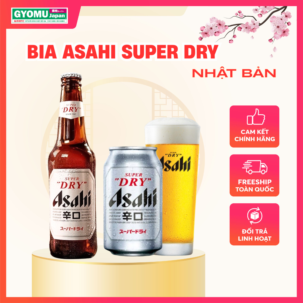 Bia Asahi Super Dry 330ml Nhật Bản - Gyomu Japan