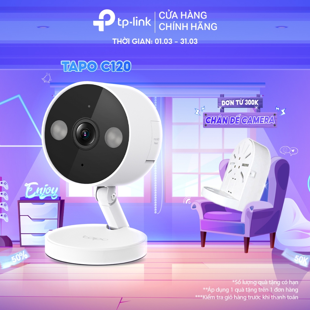 [Hỏa Tốc] Camera Wifi Trong Nhà/Ngoài Trời TP-Link Tapo C120 / C125 Chống Nước, Đế Nam Châm, Độ Phân