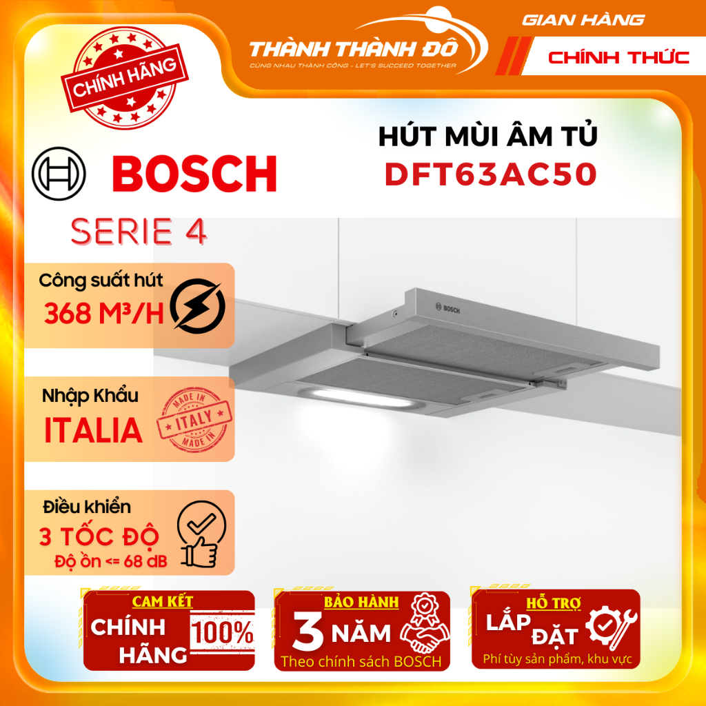[CHÍNH HÃNG] Máy hút mùi âm tủ Bosch DFT63AC50 - Nhập Khẩu ITALIA - 368m³/h