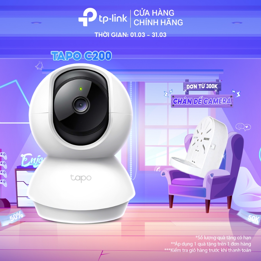 Camera Wifi Trong Nhà TP-Link Tapo C200/TC71/C211/C220/C202/C212/C222/C230 2MP/3MP/5MP/2K QHD Quay 360 độ