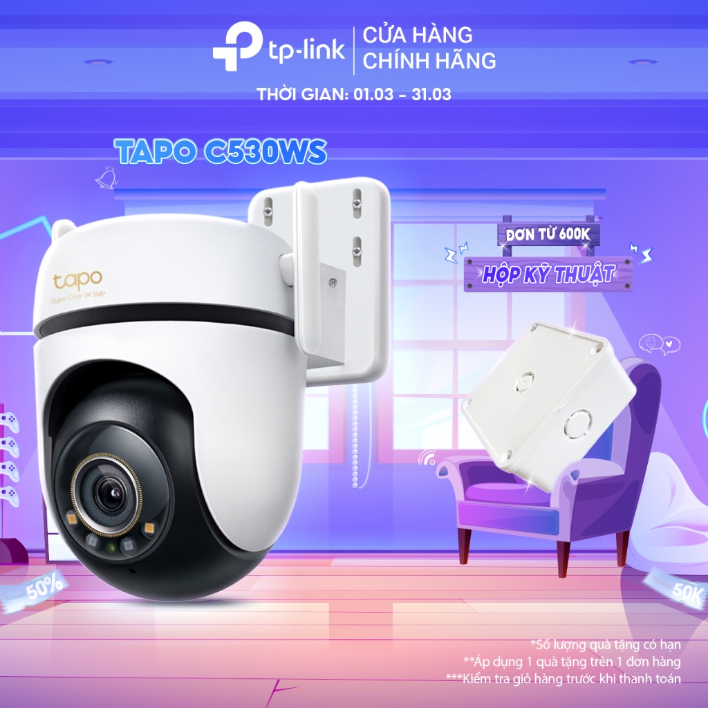 Camera WiFi An Ninh Quay/Quét Ngoài Trời Tapo C530WS - 3K 5MP, Xoay 360°, Nhận Diện AI Thông Minh