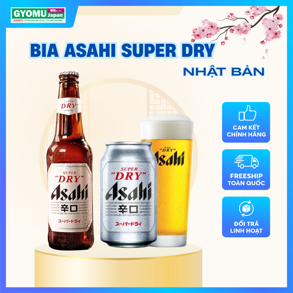Bia Asahi Super "DRY" 330ml/Lon Nhật Bản