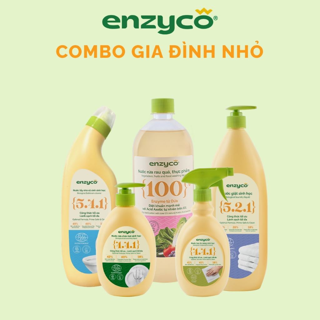 Combo Gia Đình Nhỏ - Bộ 5 Sản Phẩm Tẩy Rửa Sinh Học Enzyco
