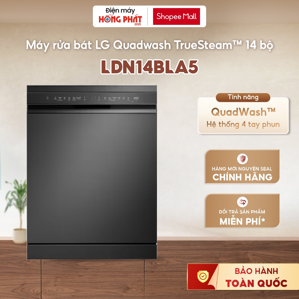 Máy Rửa Bát LG Quadwash™ Màu Đen LDN14BLA5 - 14 Bộ - EasyRack™ Linh Hoạt Xếp Bát Đĩa Lớn [GIAO TOÀN QUỐC]