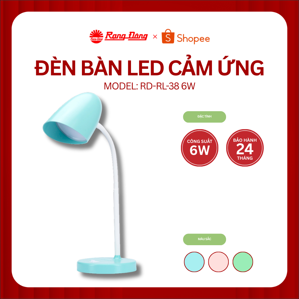 Đèn bàn bảo vệ thị lực Rạng Đông Model: RD-RL-38.PLUS 6W đổi 3 màu ánh sáng độ hoàn màu 97%