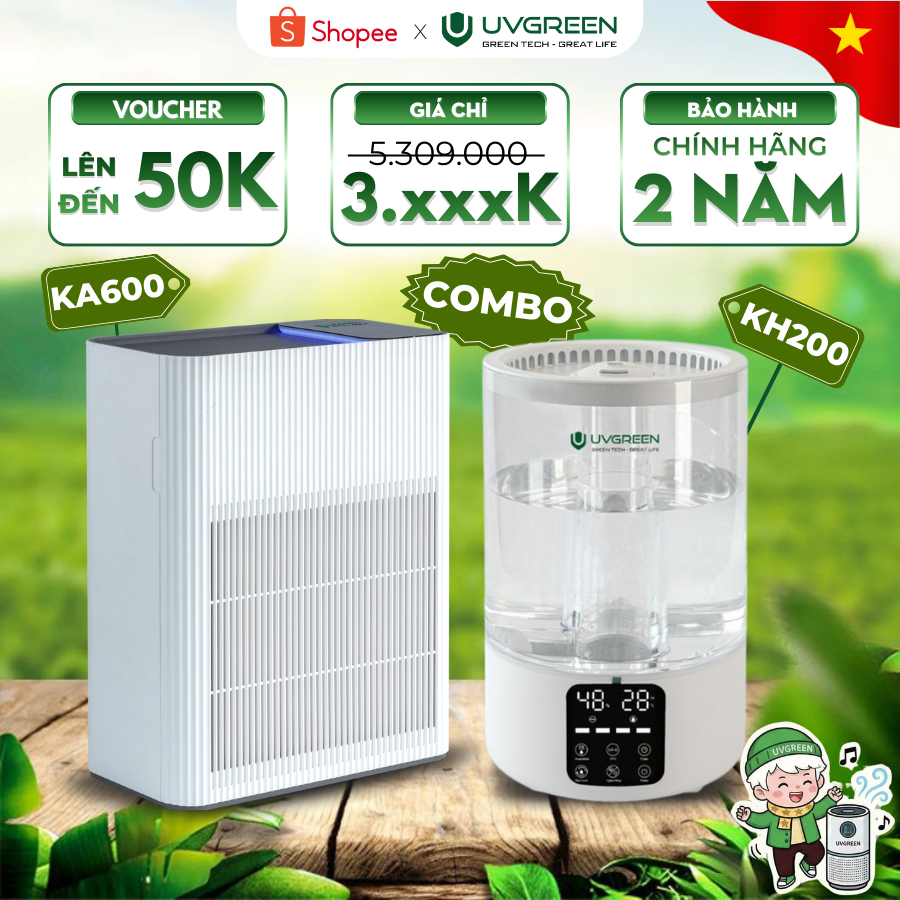 Combo Máy lọc không khí KA600 & Máy phun sương tạo ẩm KH200 | Diệt khuẩn, Lọc bụi mịn, Cấp ẩm da