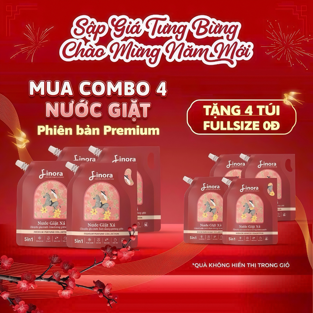 [Mua 4 Tặng 4] Nước Giặt Xả Finora Bản Premium Mỗi Túi 1L -  Hương Nước Hoa Cao Cấp