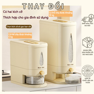 Thùng đựng gạo chống ẩm 5kg/10kg - lấy gạo tự động, kín khí giữ khô, quai cầm di chuyển tiện lợi