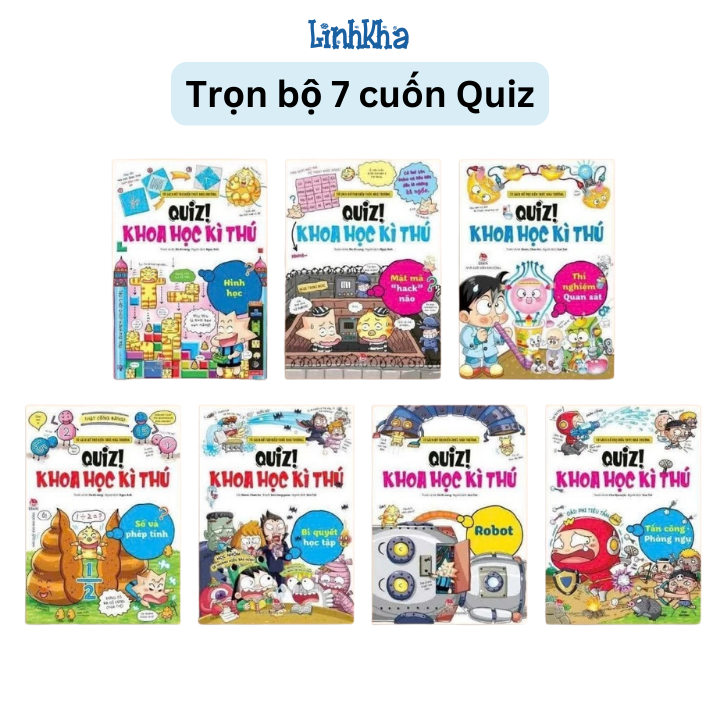 Trọn bộ 7 cuốn Quiz Khoa học kì thú - phát hành tháng 1 - 2026: Robot, Bí quyết học tập, Hình học, M