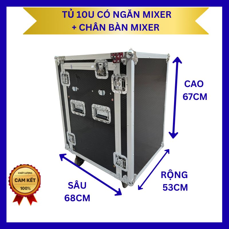 Tủ 10u có ngăn mixer + chân bàn mixer chắc chắn cho sự kiện