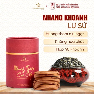 [Outlet S2] Nhang khoanh trầm hương cao cấp THIÊN MỘC HƯƠNG tặng 1 lư, hương trầm xông thơm nhà hộp