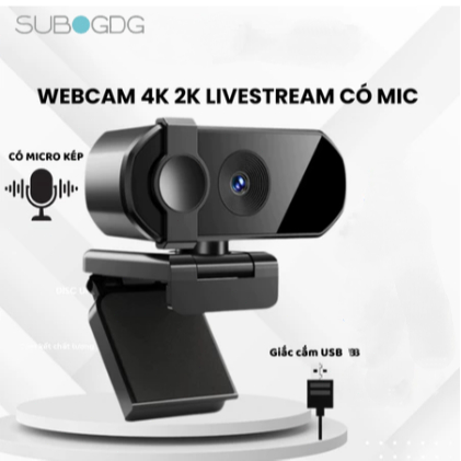 Webcam 2K, 4K Q3-Webcam PC, Laptop Siêu Sắc Nét, Nắp Che Riêng Tư, Autofocus, Tích hợp Micro