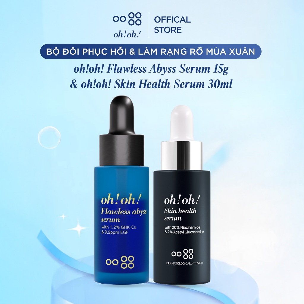Bộ đôi phục hồi & làm rạng rỡ mùa xuân ohoh Flawless Abyss Serum 15g & ohoh Skin Health Serum 30ml