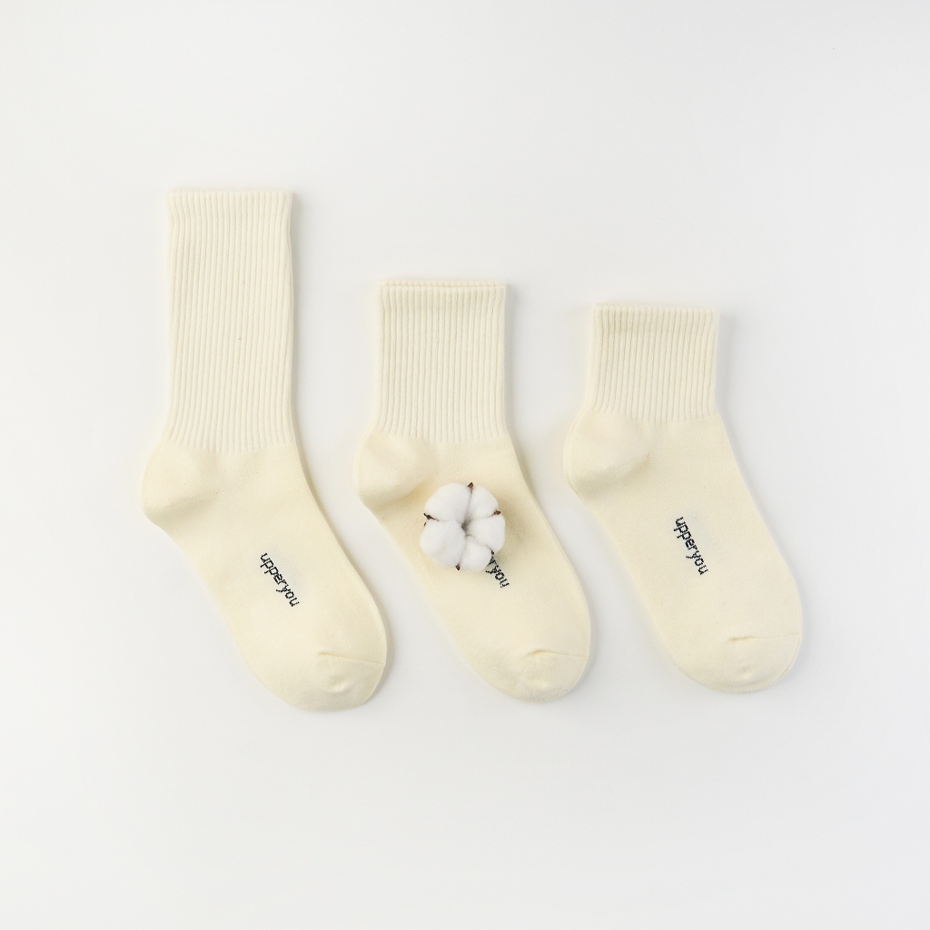 Tất Vớ Cotton Nữ UPPER YOU Gân Trơn Màu Be Mềm Mại Êm Ái Thoáng Khí Khử Mùi - BSF4001
