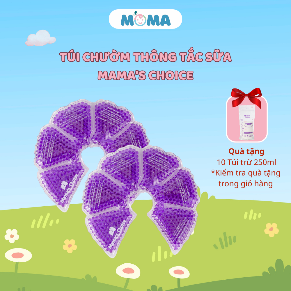Túi chườm ngực nóng lạnh thông tia sữa Mama's Choice, giúp mẹ kích sữa, giảm đau (Hộp 2 cái)