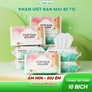 Khăn ướt Topgia cao cấp mềm mại không cồn không parabens, an toàn cho bé