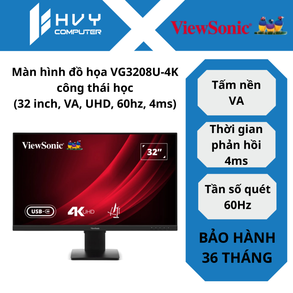 Màn hình đồ họa VG3208U-4K công thái học (32 inch, VA, UHD, 60hz, 4ms) - Hàng Chính Hãng