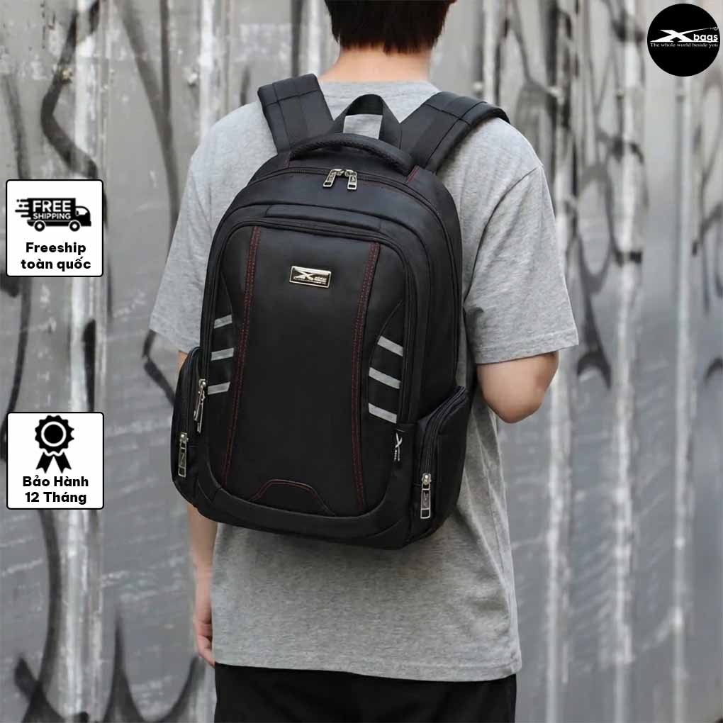 Balo Nam Cao Cấp Xbags DarkEagle XB 2008 – Balo laptop chống thấm, form cứng, màu đen phối đỏ