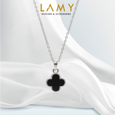 Dây chuyền nữ LAMY Black Onyx Flower Silver Necklace 6392
