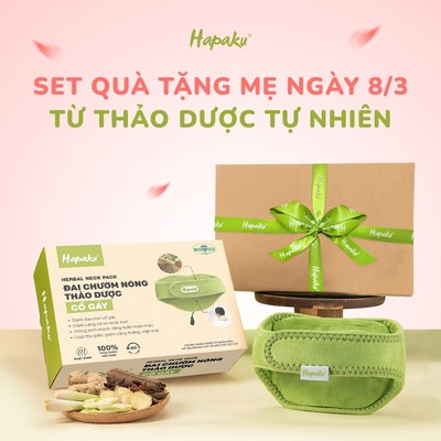 Set Quà Tặng Mẹ Từ Thảo Dược Tự Nhiên HAPAKU, Quà Cho Mẹ, Đai Chườm Nóng Giảm Đau Cổ Gáy