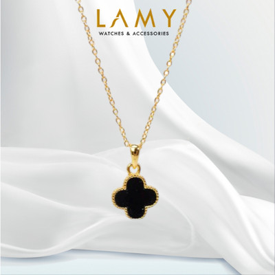 Dây chuyền nữ LAMY Black Onyx Flower Gold 6392