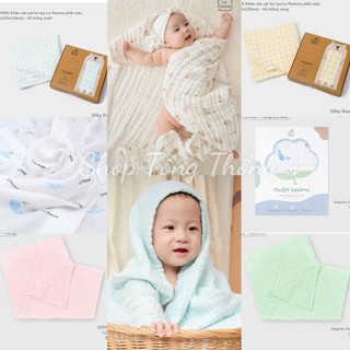 Khăn tắm lụa sợi tre bamboo muslin xô đa năng La Pomme 120 x 120 cm sợi tre cao cấp bé trai bé gái K002