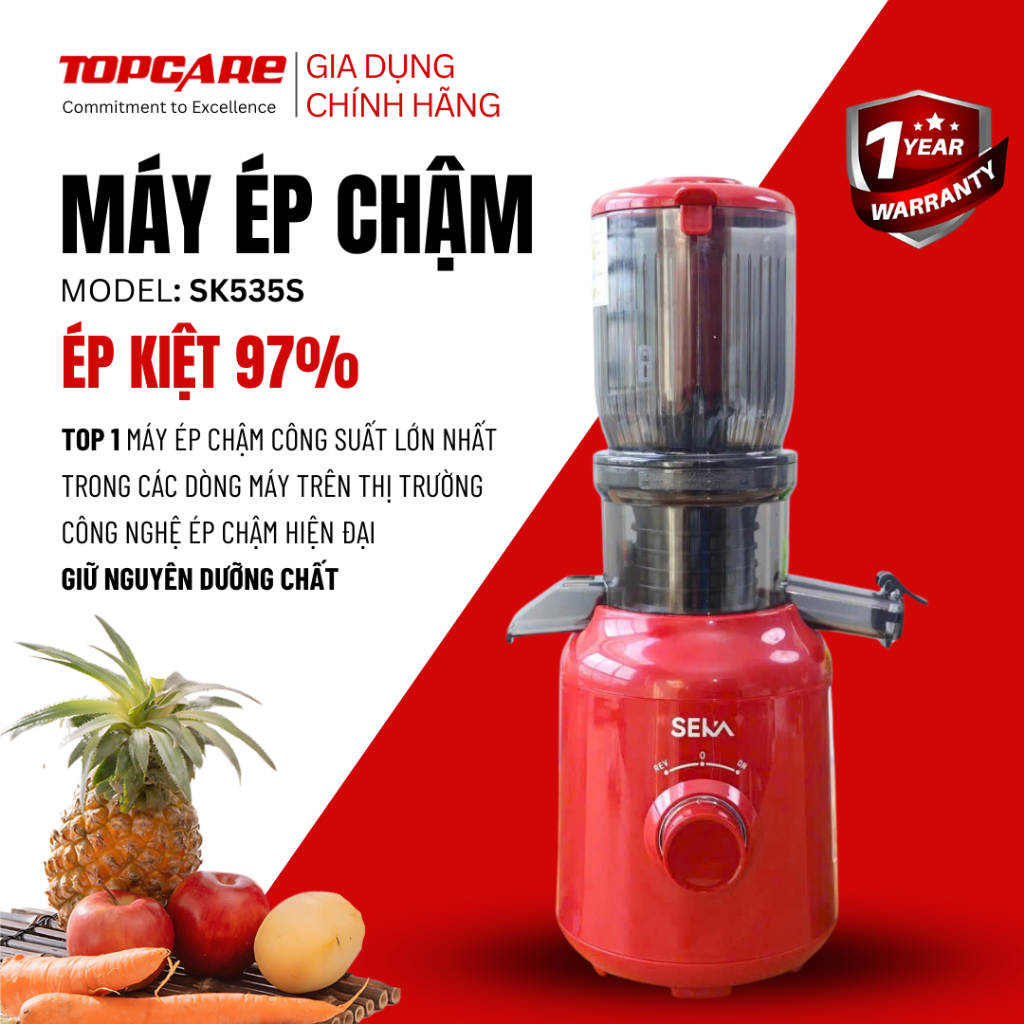Máy ép chậm đa năng SEKA SK535S công suất 250W ép kiệt 97% máy ép nước làm sinh tố, ép trái cây