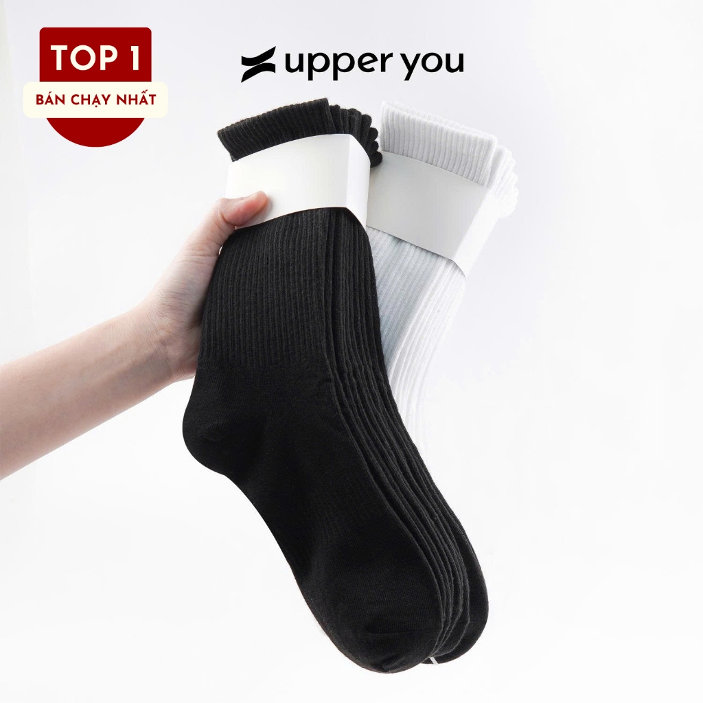 [Combo 10] Tất Vớ Nam Nữ Cổ Cao Trơn UPPERYOU Êm Ái Dày Dặn Thoáng Khí - VSF4001/VSF3001