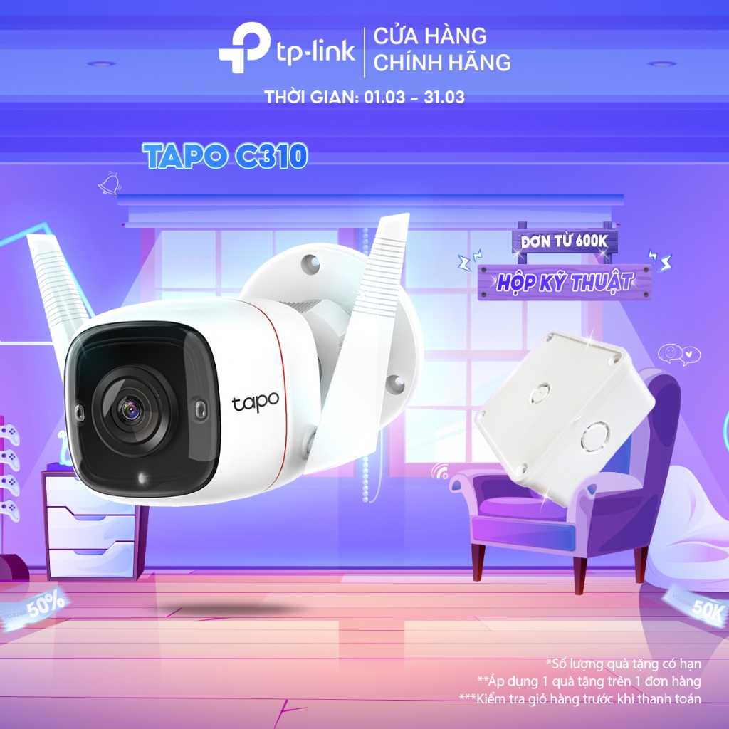 [Độ Phân Giải 2K, Nhìn Đêm, Chống Nước] - TP-Link Tapo C310 / C320WS / C120 | Có App Điều Khiển | 6.