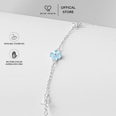 Lắc Tay Bạc 925 Blue Peach LT Cỏ 4 Lá Hoa 4 Cánh Đá Moonstone LT775 LT923