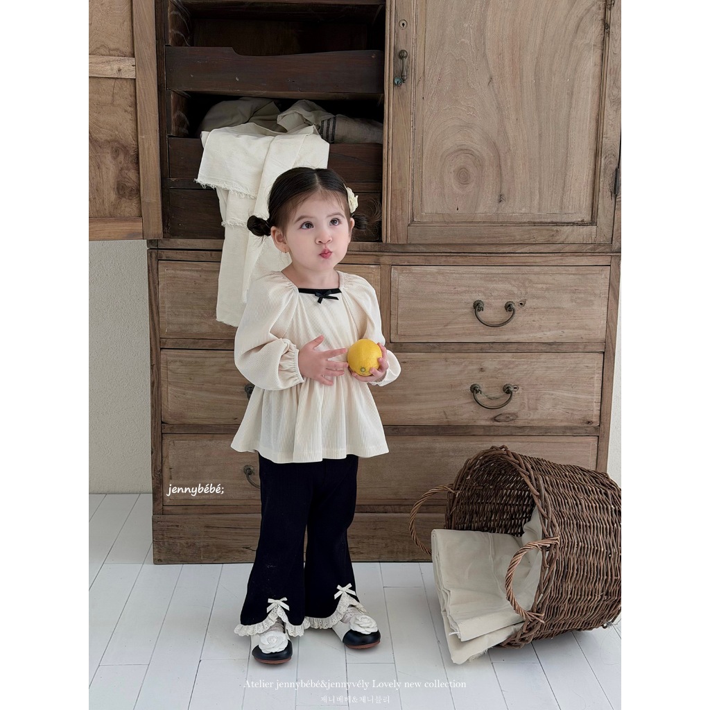 𝐀𝐩𝐫𝐢𝐥 𝐛𝐞́𝐛𝐞́ - Jenny Bebe Set bộ đồ tiểu thư quần ống loe xuân thu phong cách Hàn cao cấp cho bé