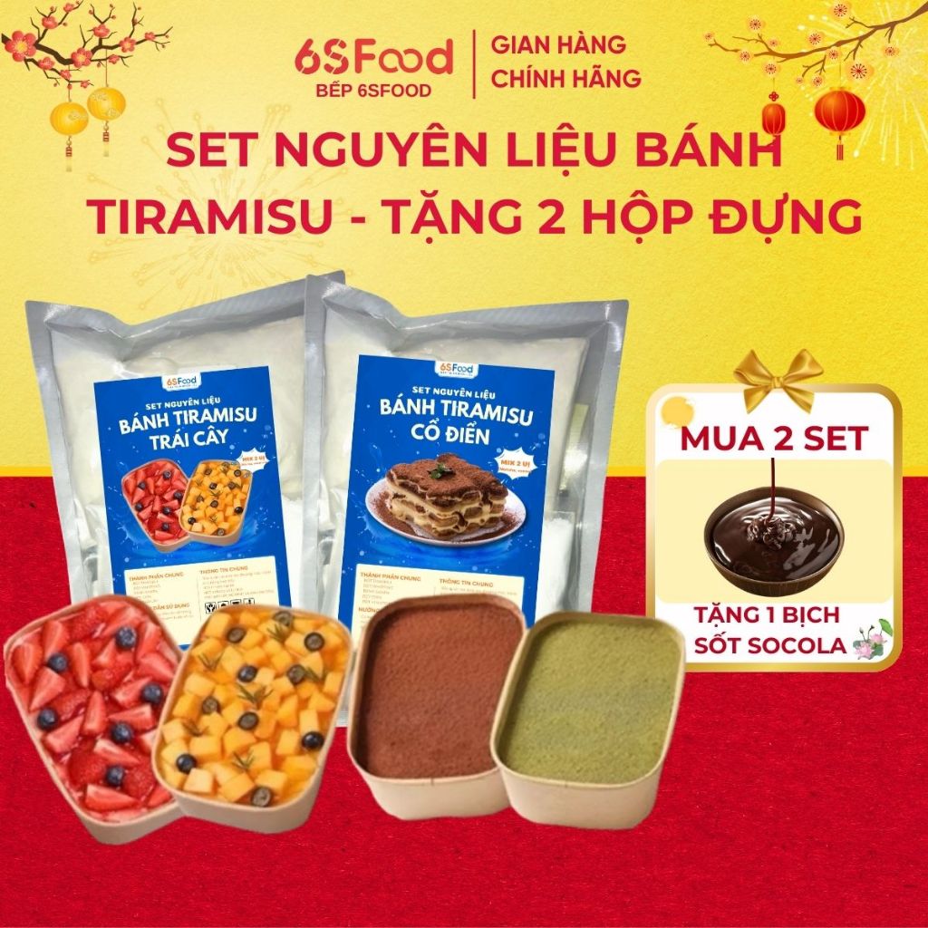 Set làm bánh Tiramisu vị matcha cacao, mouse Tiramisu dâu tây chanh leo - 6SFOOD