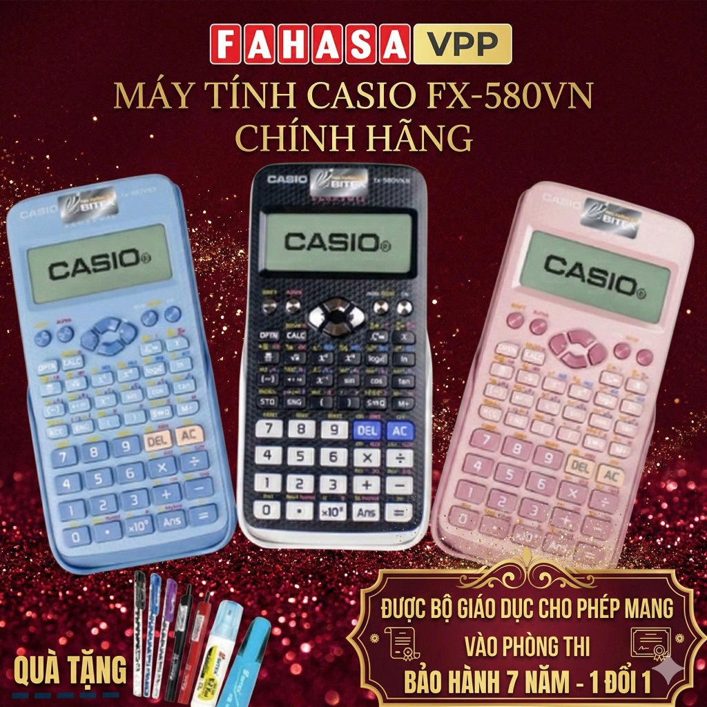 Máy Tính Casio FX 580 - Màu Đen, Hồng, Xanh