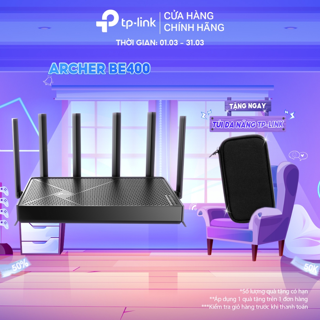 [Hỏa Tốc] Bộ Phát WiFi 7 TP-Link Archer BE400 Băng Tần Kép BE6500