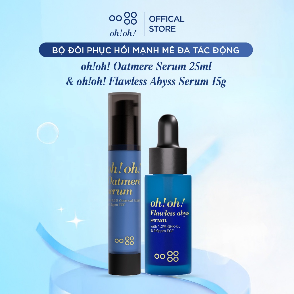 Bộ đôi phục hồi mạnh mẽ đa tác động ohoh Oatmere Serum 25ml & ohoh Flawless Abyss Serum 15g