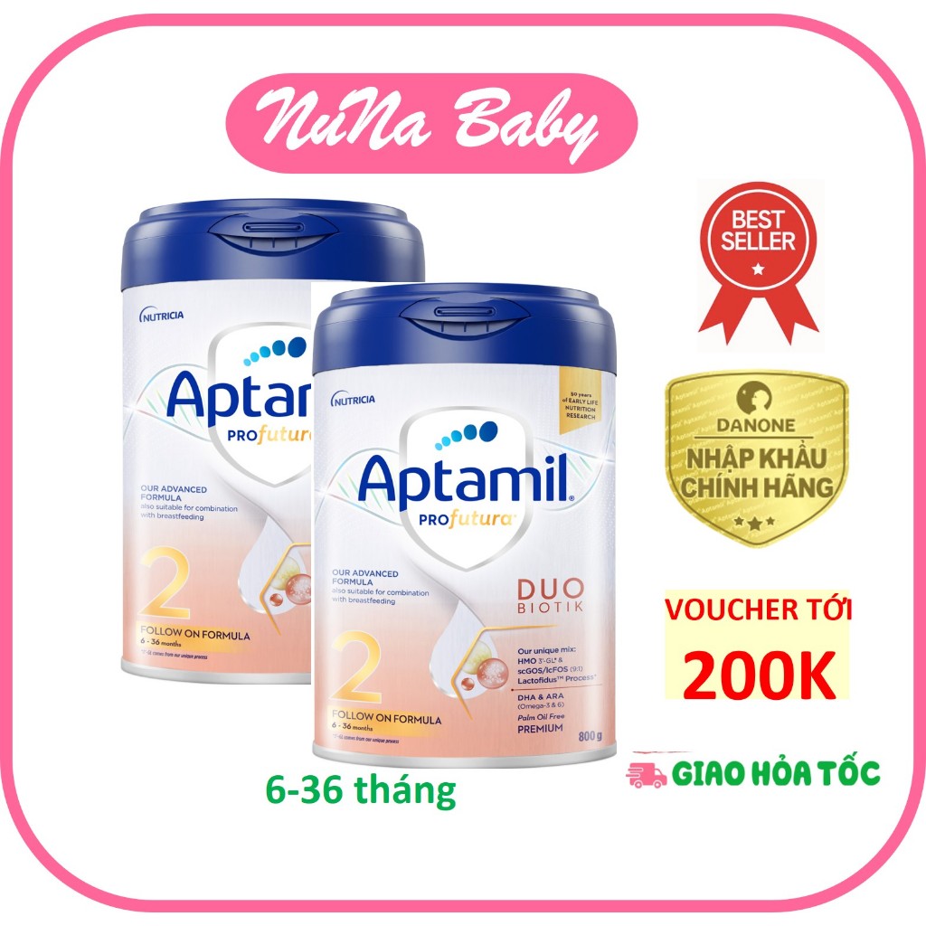 Combo 2 Sữa công thức Aptamil Profutura Duobiotik Hà Lan Số 2 800g