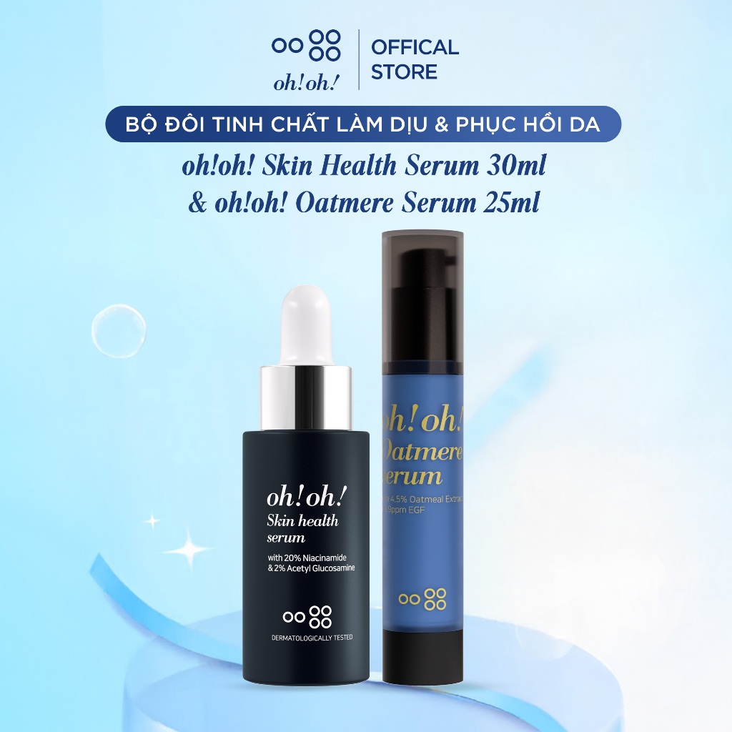 Bộ đôi tinh chất làm dịu & phục hồi da ohoh Skin Health Serum 30ml & ohoh Oatmere Serum 25ml
