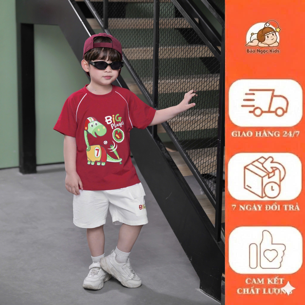 Bộ cọc tay bé trai khủng long, Bảo Ngọc Kids -H1125B32