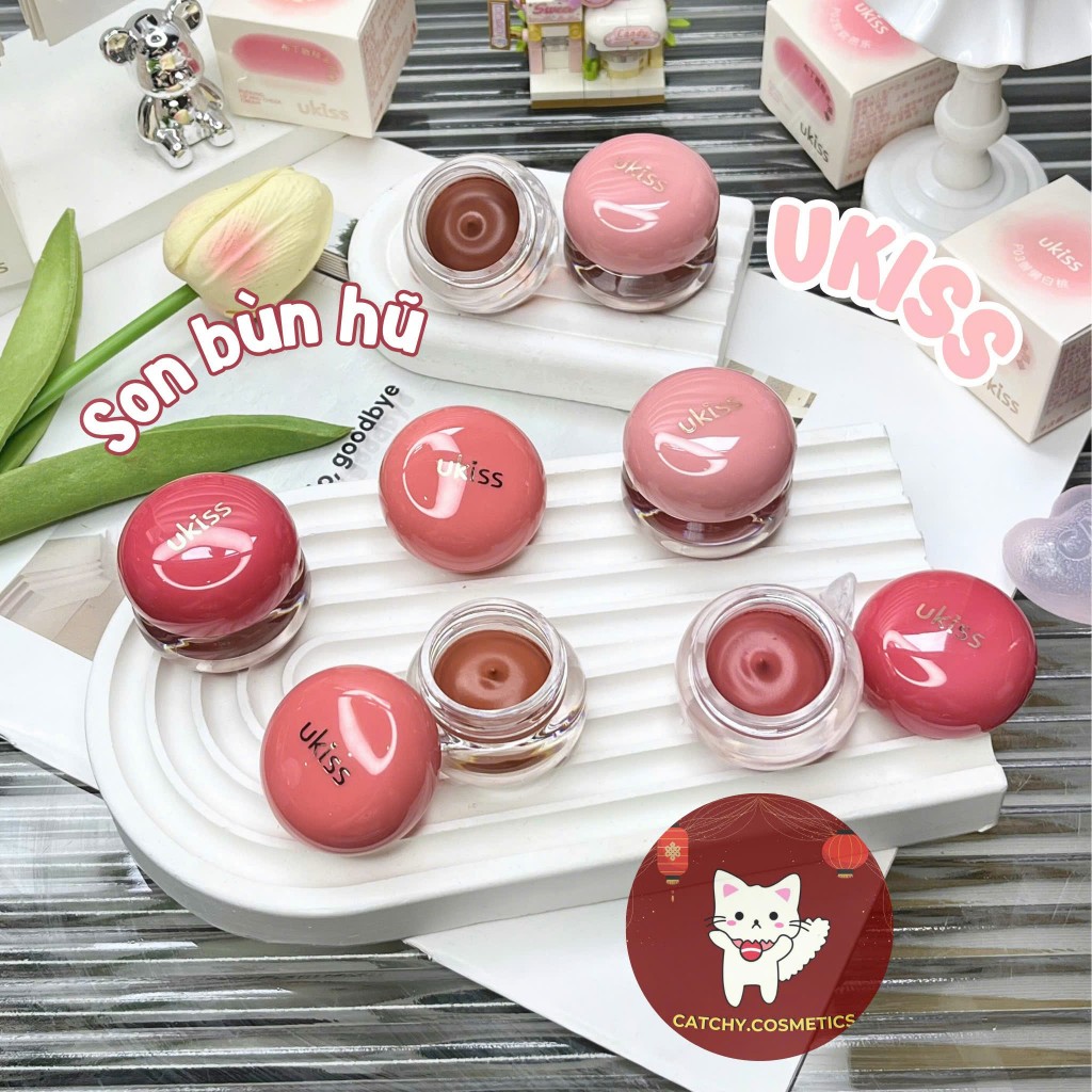 [UKISS] Son Bùn Hũ Ukiss Đa Năng Vỏ Hồng, Pudding Lip And Cheek Cream, 4.2g