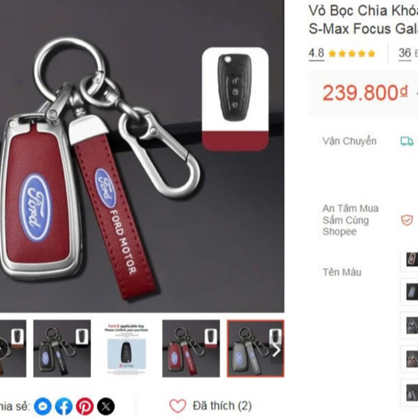 Ốp Bảo Vệ Chìa Khóa Xe Hơi Ford Focus mk2 mk3 2 3 Kuga Edge Ranger Mondeo s max c max 2008 đến 2018