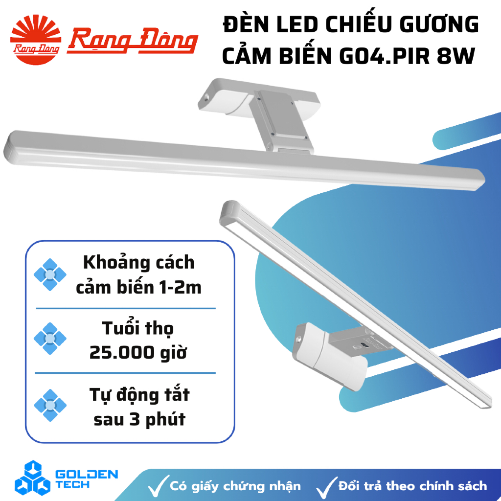 Đèn LED chiếu gương cảm biến chuyển động công suất 8W Rạng Đông - Model: G04.PIR 8W