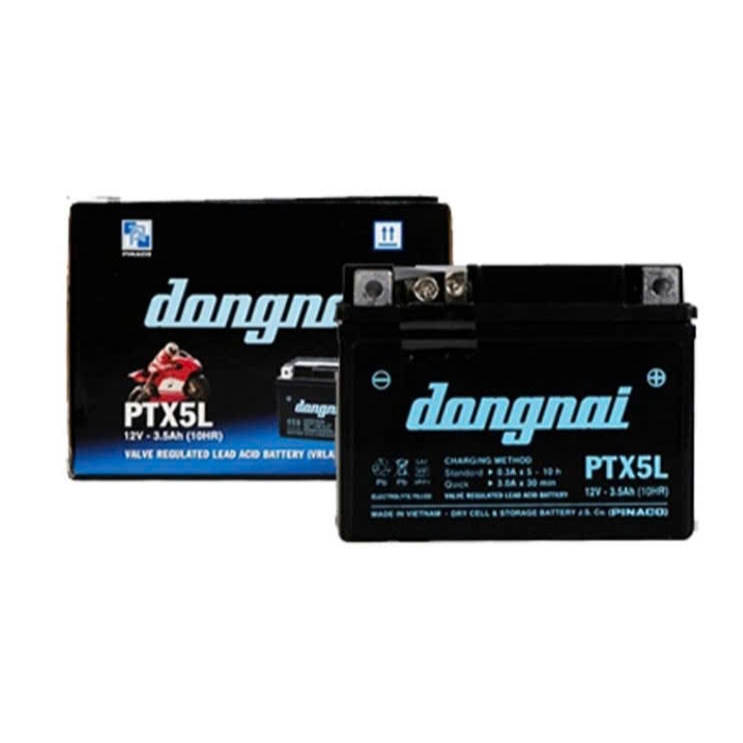 Ắc quy Đồng Nai PTX5L 12V-3.5Ah dùng cho xe Wave, Cuxi, Exciter, Future, Lexam, Mio, Nouvo, Nozza, S